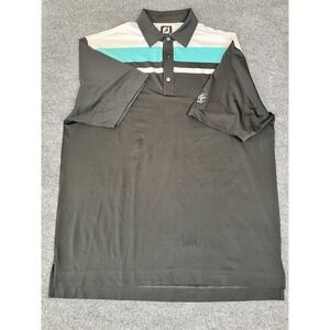 FootJoy‎ Shirt Golf Polo Size XL Men's  Black Teal White Stripe CCC Logo